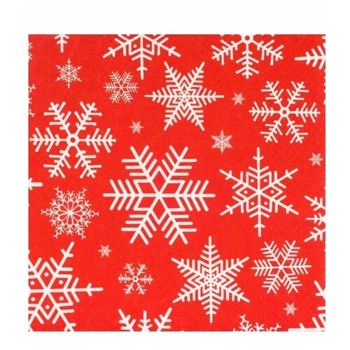 Новогодняя праздничная салфетка бумажная 33х33 см 3 -сл 50 шт/уп снежные звезды