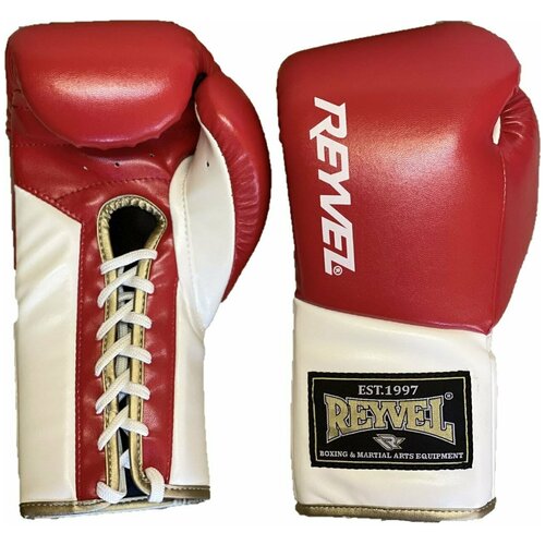 Профессиональные перчатки боксерские REYVEL Hunter, красные, вес 10 унций, на шнуровке