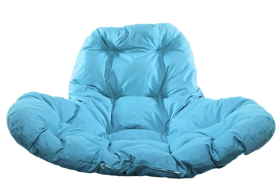 Подвесное кресло M-Group XL ротанг чёрное, голубая подушка - фотография № 8