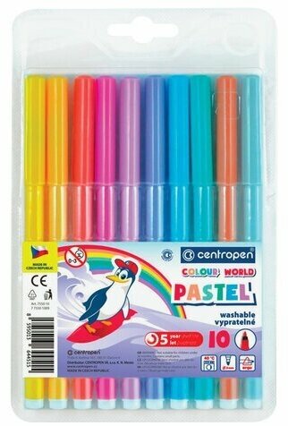 Фломастеры пастельные 10 цветов CENTROPEN "Colour World Pastel", смываемые, 7550/10TP, 7 7550 1087