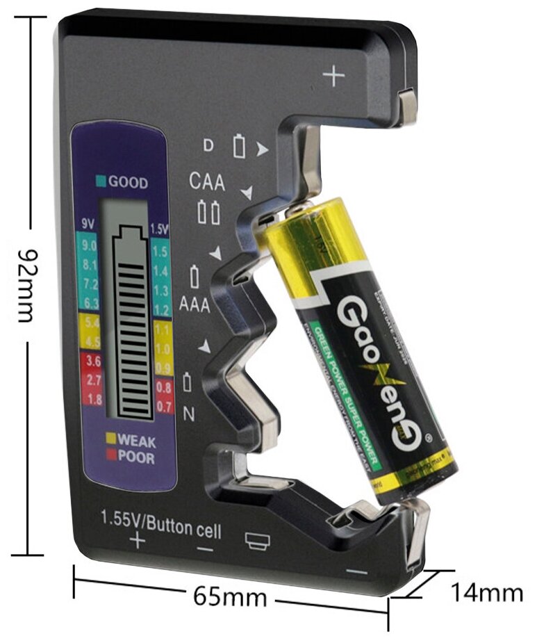 Цифровой тестер батареек и АКБ для проверки заряда емкости - фотография № 4