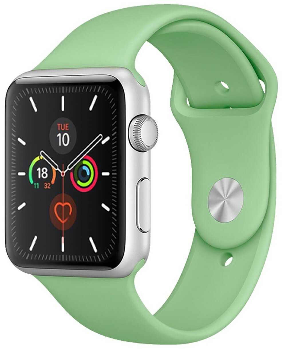 Силиконовый ремешок для Apple Watch 38-40-41 mm, Series 1-7, SE / Сменный браслет (Sport Band) для смарт часов Эпл Вотч 38-41 мм (Mint S)