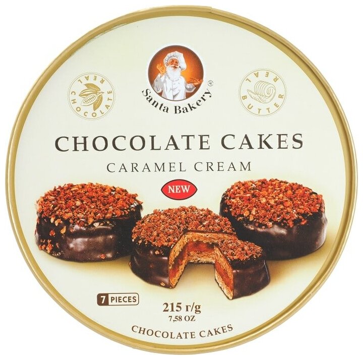 Пирожные Santa Bakery Chocolate Cakes Caramel Cream Шоколадные с карамельным кремом 215г