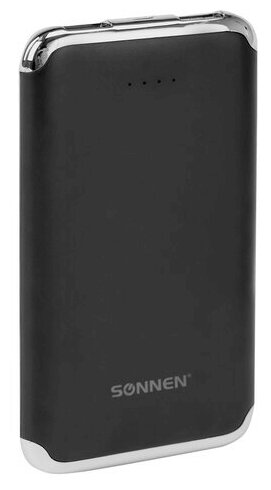 Аккумулятор внешний 6000 mAh SONNEN POWERBANK K611, 2 USB, литий-полимерный, черный, 263029