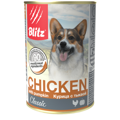 Консервы "Blitz" Классик 400г для собак всех пород курица-тыква