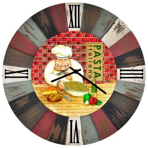 фото Svs настенные часы svs 3502699 повар и спагетти