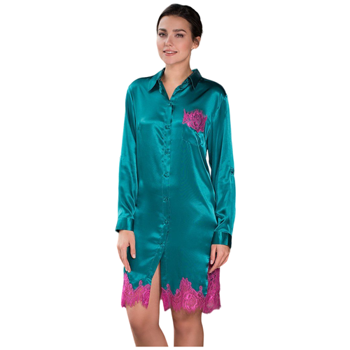 фото Блуза mia-amore укороченная, длинный рукав, карманы, размер xl(50), зеленый