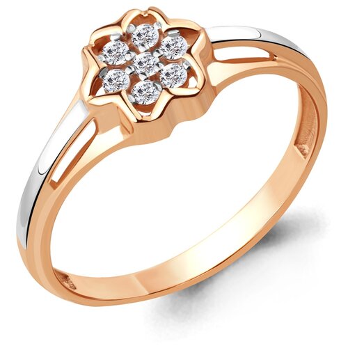 фото Золотое кольцо aquamarine 68594а с фианитом diamant-online