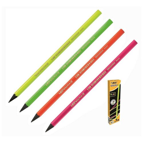 фото Карандаш чернографитный evolution fluo пластиковый hb б/ласт. 5 штук bic