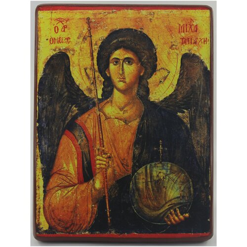Православная Икона Архангел Михаил, деревянная иконная доска, левкас, ручная работа(Art.1136С)
