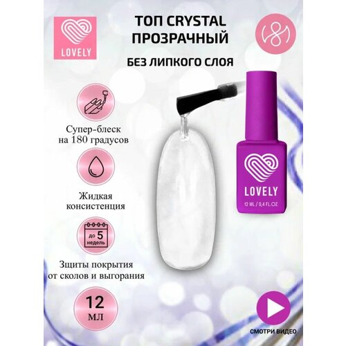 Топ для ногтей - Crystal без липкого слоя - прозрачный 12 ml lunaline набор для маникюра топ матовый matte топ глянцевый crystal без липкого слоя 2 флакона по 8 мл