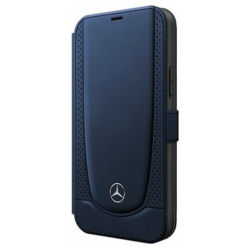 фото Чехол- книжка cg mobile mercedes genuine leather urban smooth/perforated booktype для iphone 12 mini, цвет синий (meflbkp12sarmna)