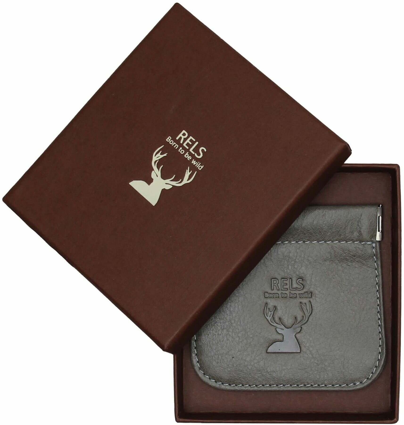 Монетница RELS, фактура гладкая, сеpый — фото 1