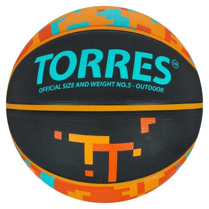 TORRES Мяч баскетбольный TORRES TT, B02125, резина, клееный, 8 панелей, р. 5