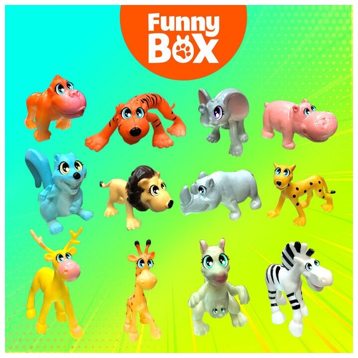 Набор для детей Funny Box "Зоопарк" Набор: карточка, фигурка, лист наклеек