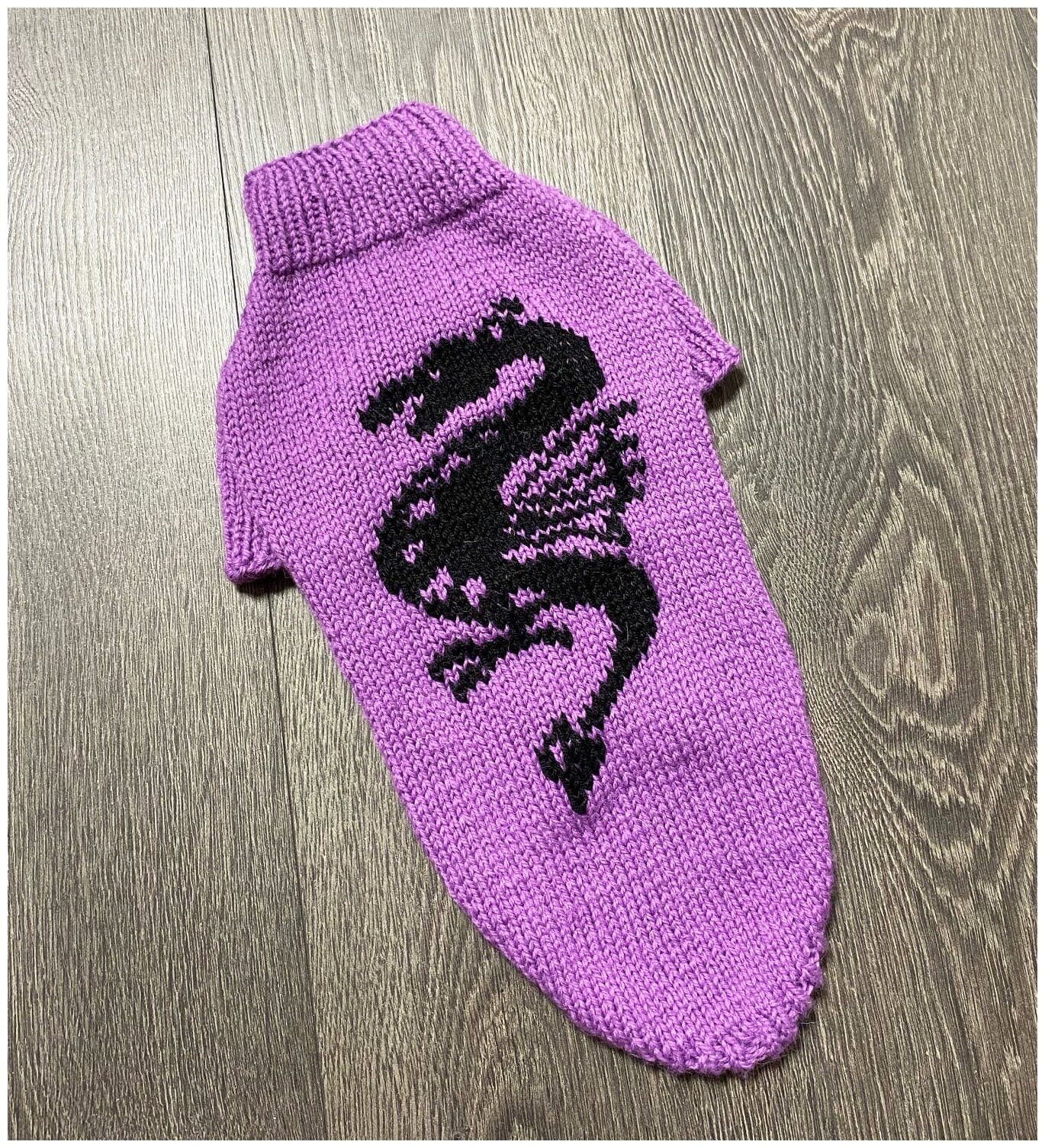 Вязаный свитер Дракон для собак малых пород (handmade) / XL (ДС 39см, ОГ 41см) - фотография № 1