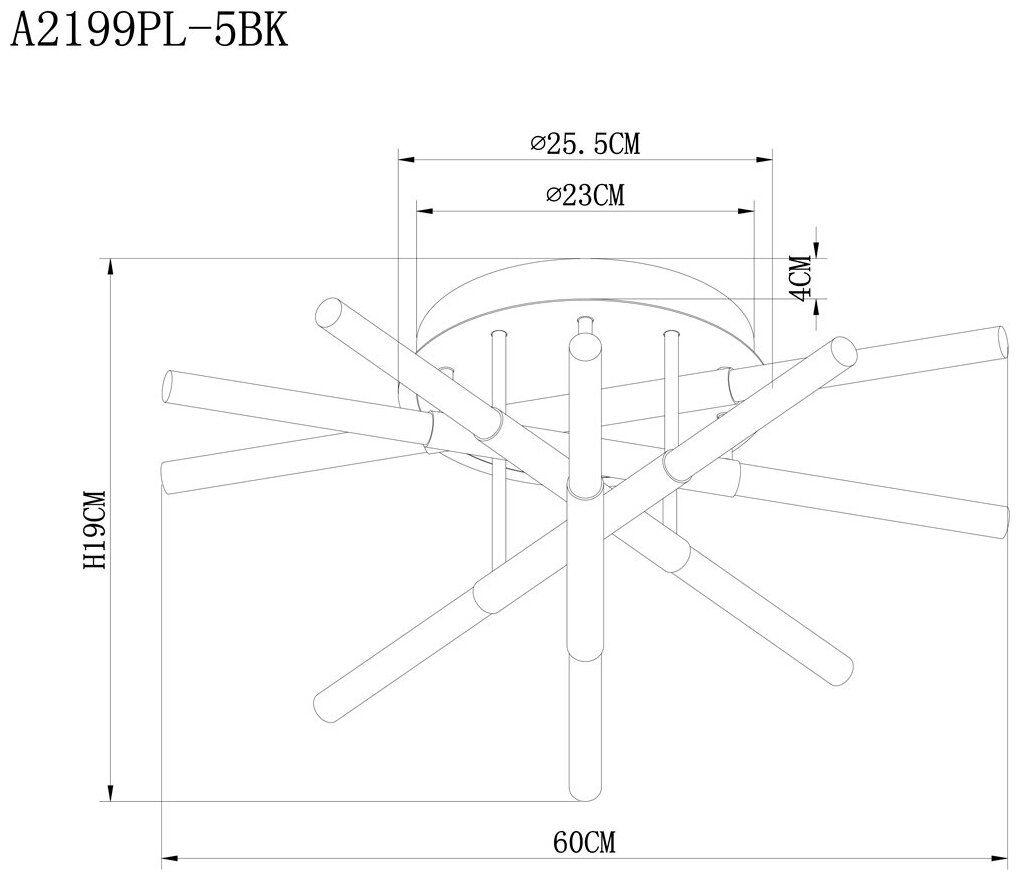 Потолочная люстра Arte Lamp FERNANDO A2199PL-5BK - фото №9