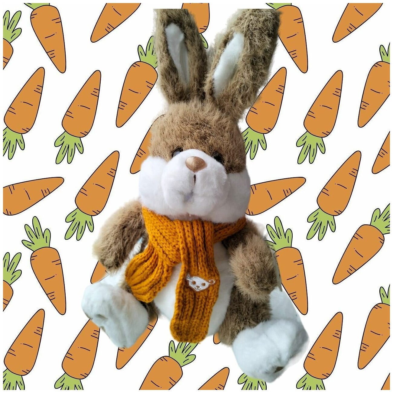 Мягкая игрушка заяц с шарфом/Кролик плюшевый/23см/символ нового года 2023
