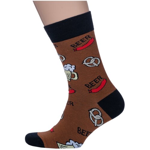 фото Носки unisex hobby line рис. 09, коричневые "октоберфест", размер 39-43