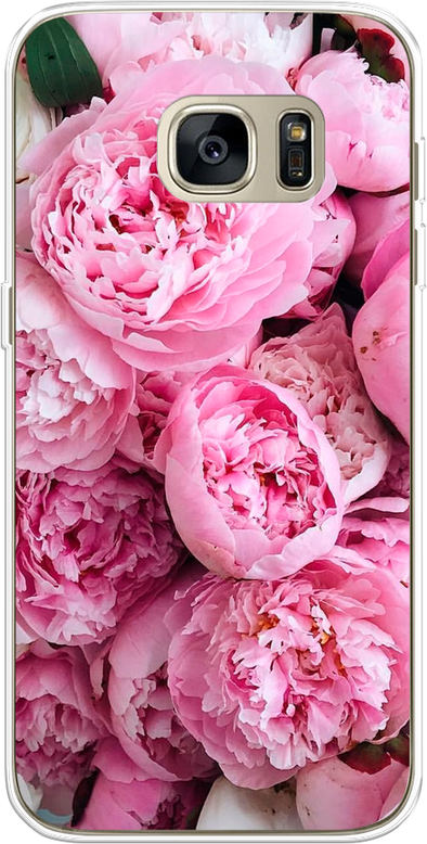 Силиконовый чехол на Samsung Galaxy S7 edge / Самсунг Галакси С 7 Эдж Розовые пионы