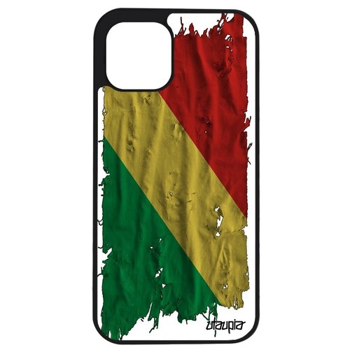 фото Защитный чехол на мобильный // apple iphone 12 pro max // "флаг конго браззавиль на ткани" государственный страна, utaupia, белый