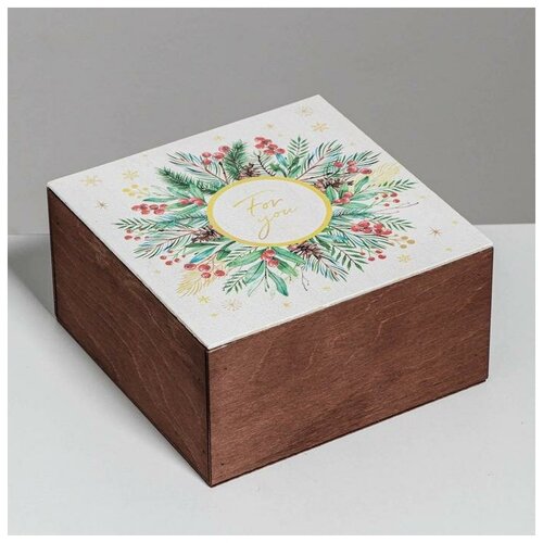 фото Ящик деревянный «нежности в новом году», 20 × 20 × 10 см mikimarket