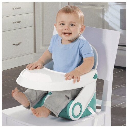 Детский стульчик-бустер переносной с 3 ремнями безопасности для кормления Childrens Folding Seat бирюзовый