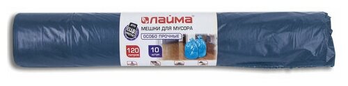 Мешки для мусора 120 л, комплект 50 шт., синие, в рулоне 10 шт., особо прочные, ПВД 40 мкм, 70х110 см, LAIMA, 601387 - фотография № 2