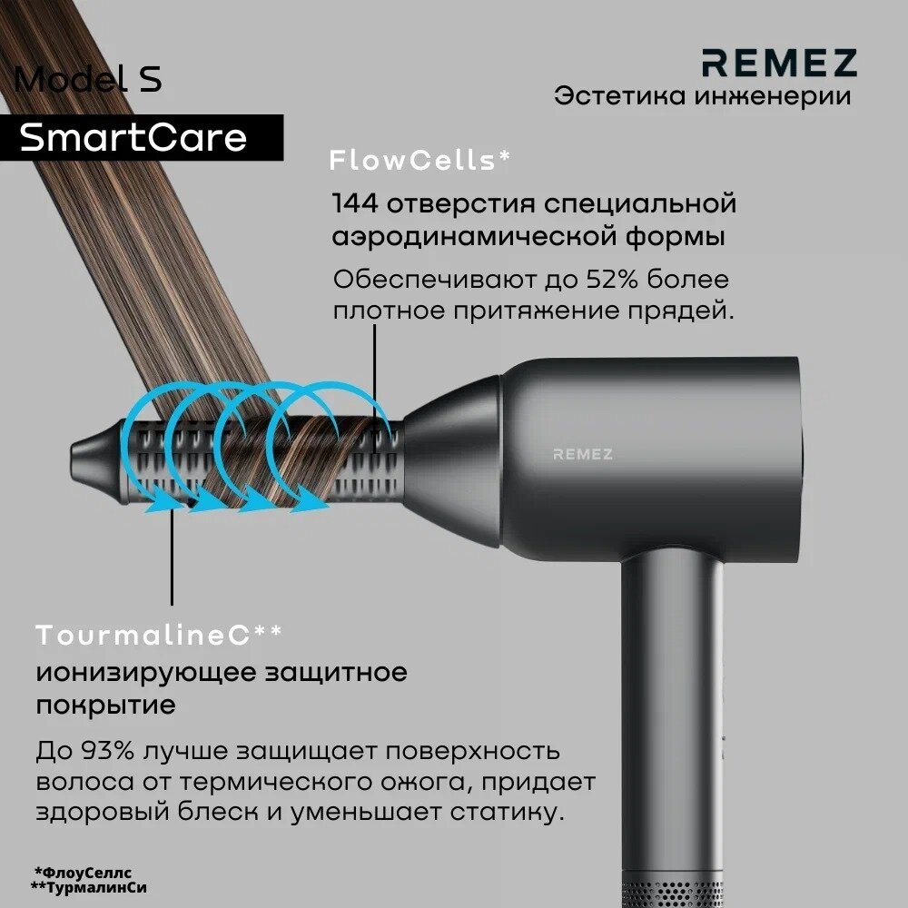 Фен-стайлер для волос профессиональный с насадками REMEZ Model S RMB-707 - фотография № 6