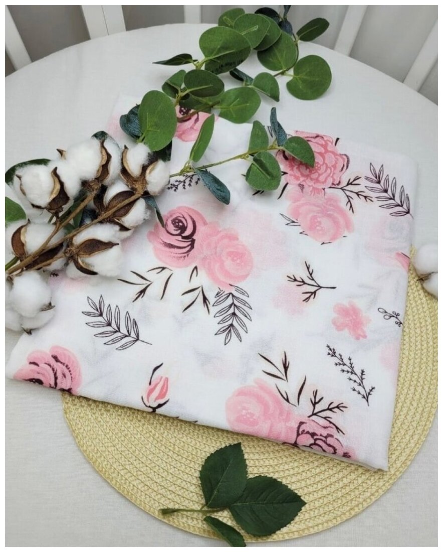 Пеленка муслиновая "Розочки" размер 100х120 см