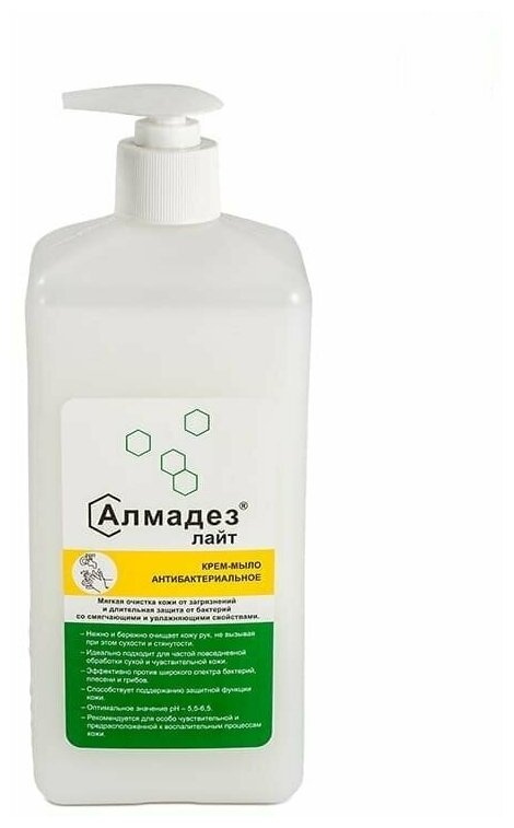 Антибактериальное жидкое мыло Алмадез Лайт 1 литр с дозатором