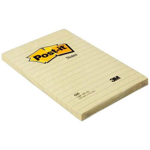 Стикеры Post-it Original 102x152 мм пастельные желтые в линейку (1 блок, 100 листов), 4525