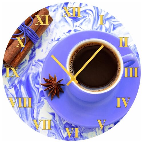 фото Svs настенные часы svs 3502309 кофе на фиолетовом блюдце