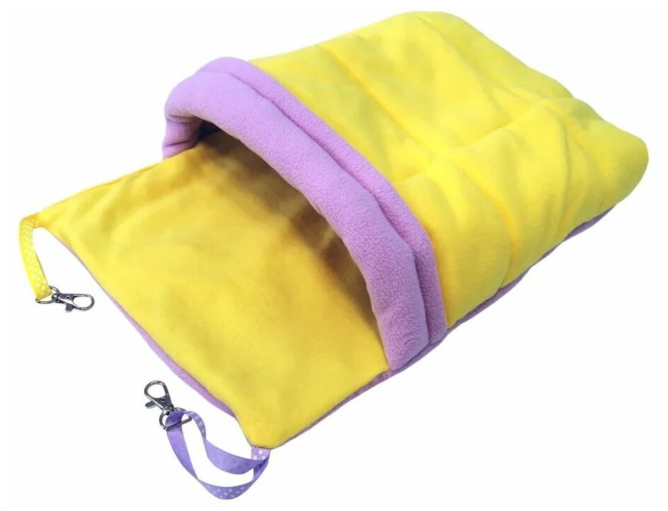 Гамак для хорьков и мелких грызунов с карманом Доброзверики Одеяло размер L цвет желтый-розовый
