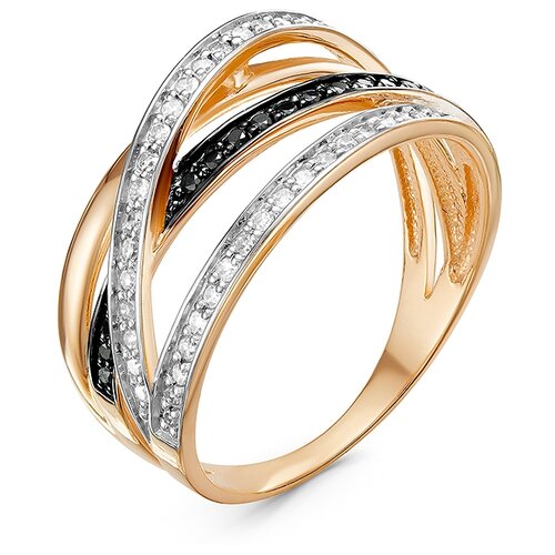 фото Золотое кольцо кюз del'ta dбр111316 с бриллиантом и чёрным бриллиантом diamant-online