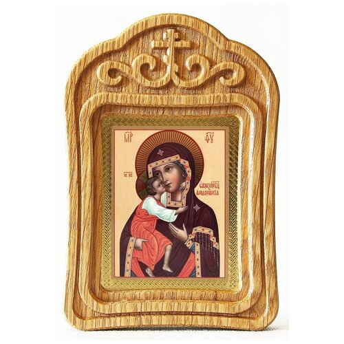Феодоровская икона Божией Матери, резная деревянная рамка феодоровская икона божией матери деревянная рамка 8 9 5 см