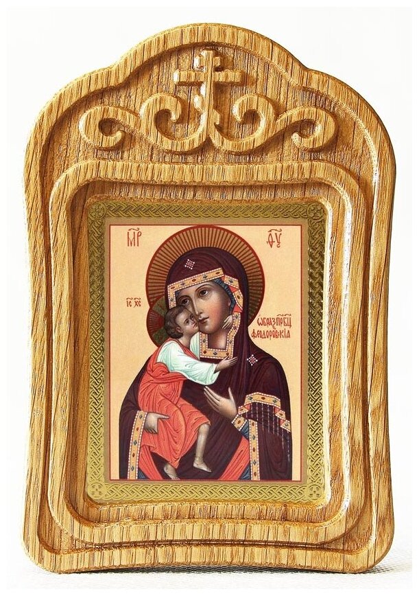 Феодоровская икона Божией Матери, резная деревянная рамка