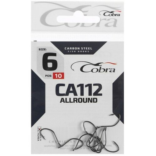 крючки cobra allround ca129 baitholder размер 6 10шт Крючки Cobra ALLROUND, серия CA112, № 06, 10 шт.