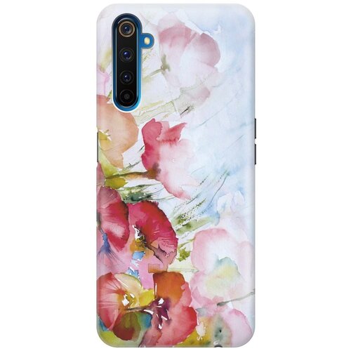 фото Ультратонкий силиконовый чехол-накладка для realme 6 pro с принтом "акварельные цветы" gosso