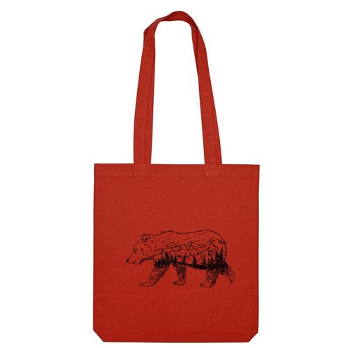 Сумка шоппер Us Basic, красный сумка медведь и горы графика оранжевый