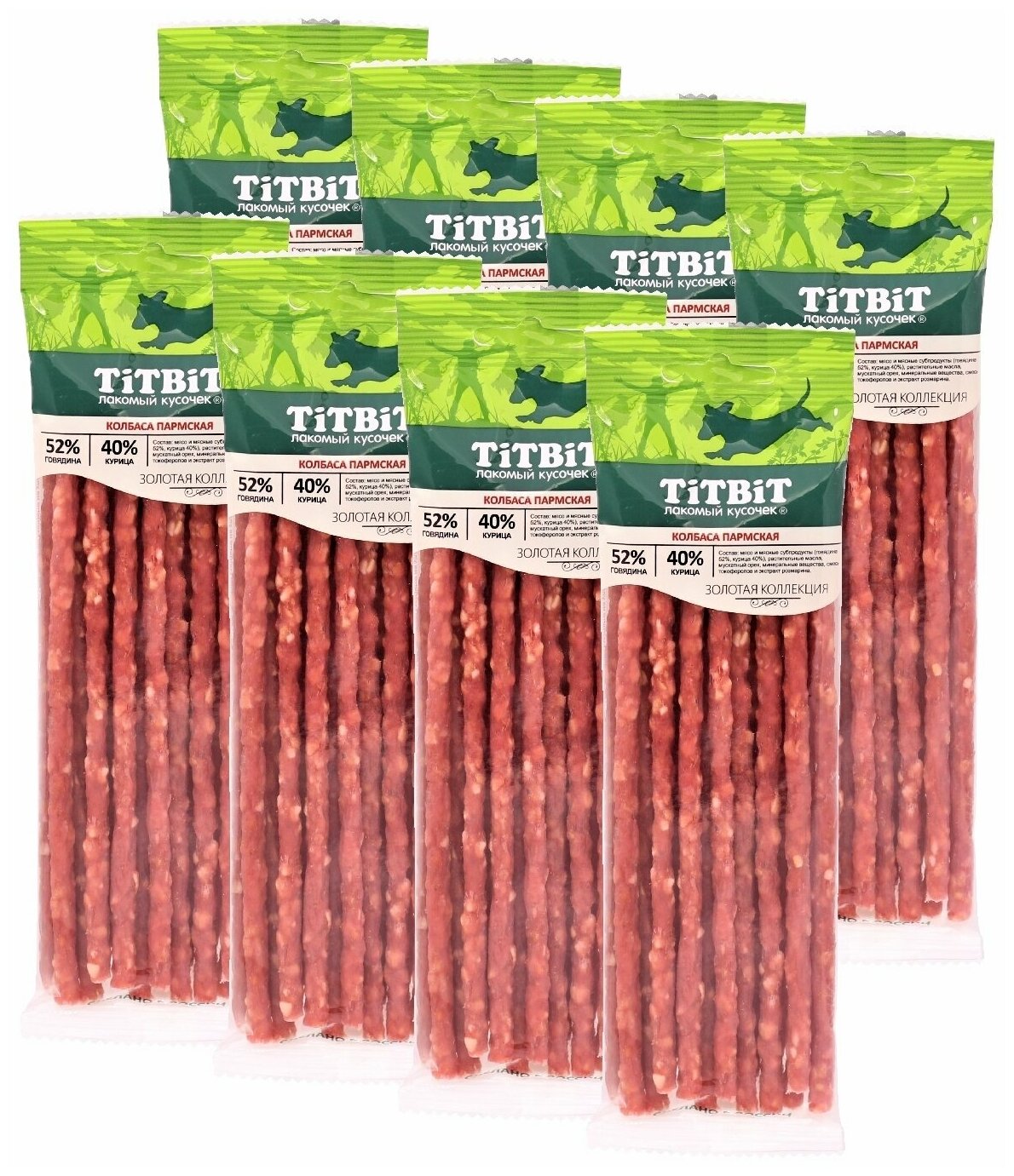 Лакомство для собак всех пород TiTBiT Золотая коллекция Колбаса Пармская из говядины (80 г х 8 упак)