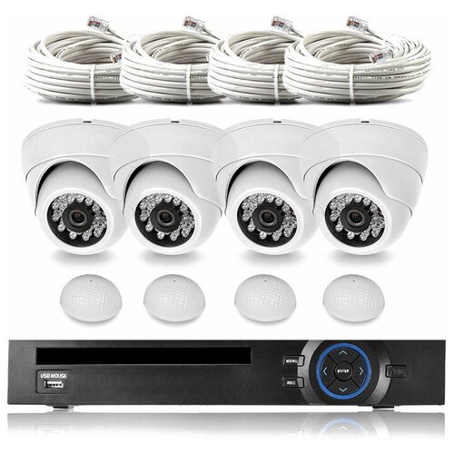 фото Комплект видеонаблюдения ip ps- link kit- a204ipm- poe 4 камеры для помещения с микрофоном 2мп ps-link