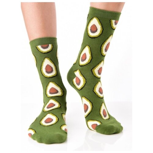 фото Яркие цветные носки унисекс, прикольные красочные носки/ модные носки с рисунком/ высокие носки из натурального хлопка с рисунком "авокадо" anymalls