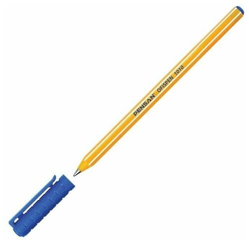 Ручка шариковая масляная Pensan Officepen, чернила синие, корпус оранжевый, узел 1 мм, линия 0,8 мм, дисплей, 60 шт.
