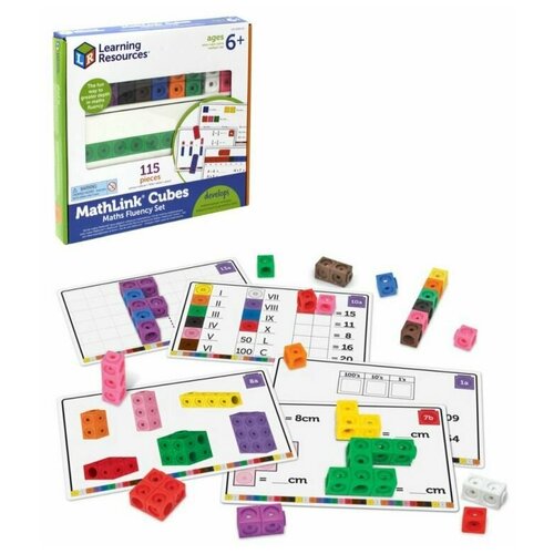 Learning Resources соединяющиеся кубики Академия математики (115 элементов с карточками)