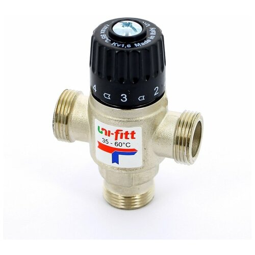 UNI-FITT Клапан термостатический Н трехходовой UNI-FITT 1 боковое смешение, 35-60°С медный регулирующий клапан для воды diiib стопорный клапан для холодной и горячей воды g1 2 клапан для кухонного смесителя клапан для туалета