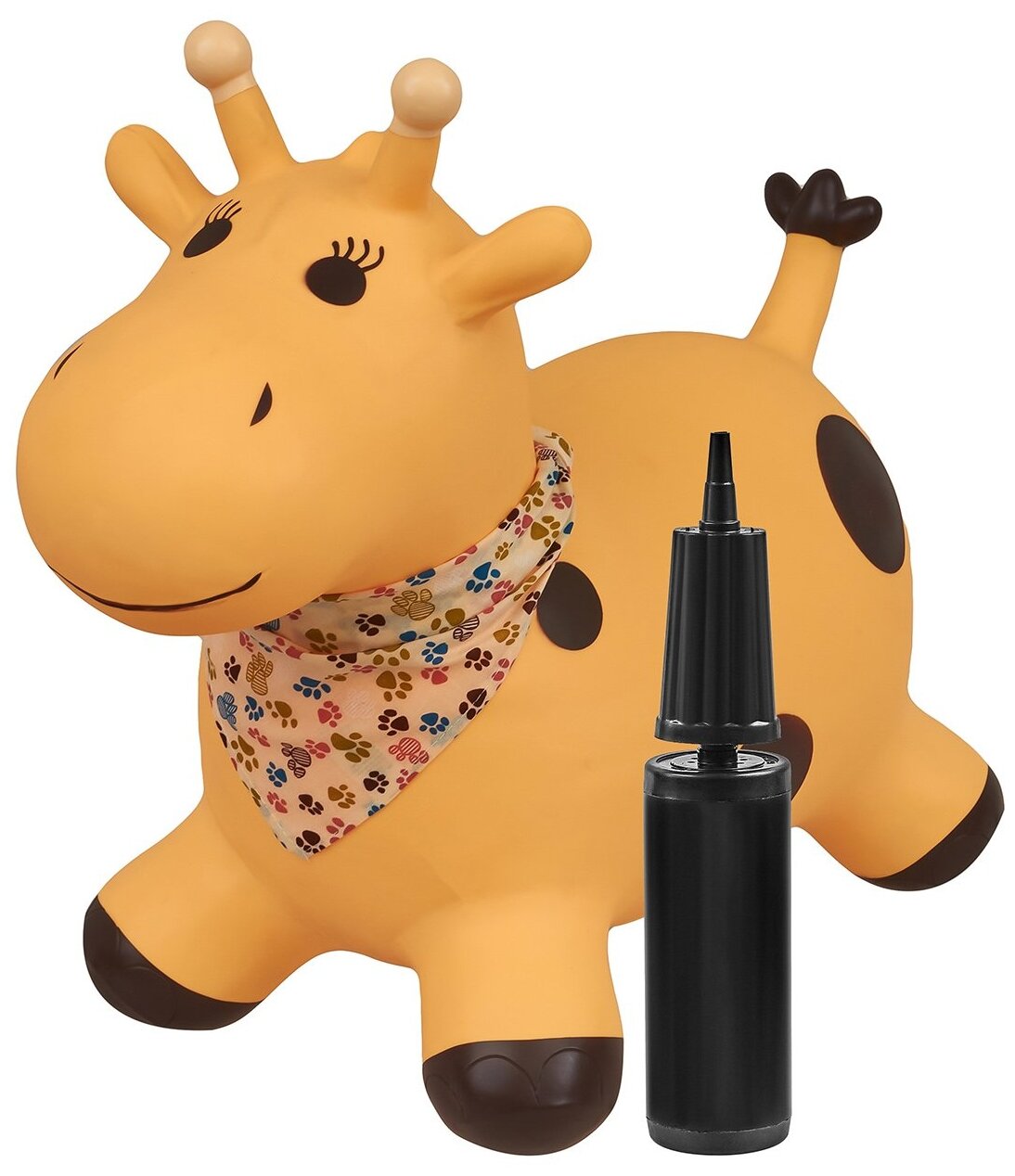 Игрушка-попрыгун LAKO sport желтый жираф Лола (в комплекте с насосом и платком-банданой)