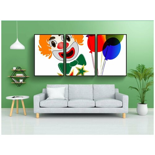 фото Набор модулных постеров для интерьера "цирк, клоун, дети" 60x90 см. в тубусе, без рамки lotsprints