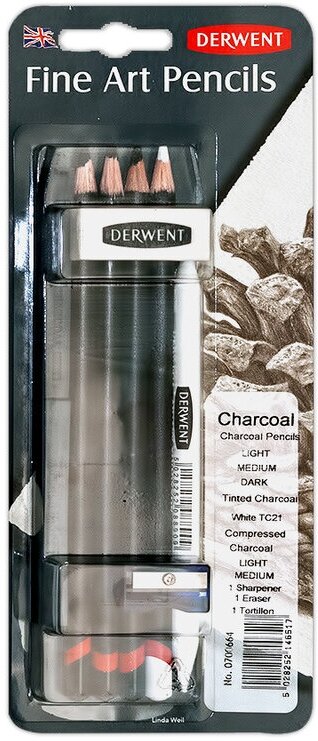 Derwent Набор графических материалов 9 шт. ( в блистере ) 0700664 Charcoal угольные карандаши