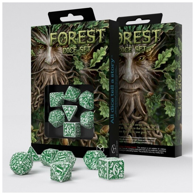 Набор кубиков для настольных ролевых игр (Dungeons and Dragons, DnD, D&D, Pathfinder) - Forest Dice Set: Tundra